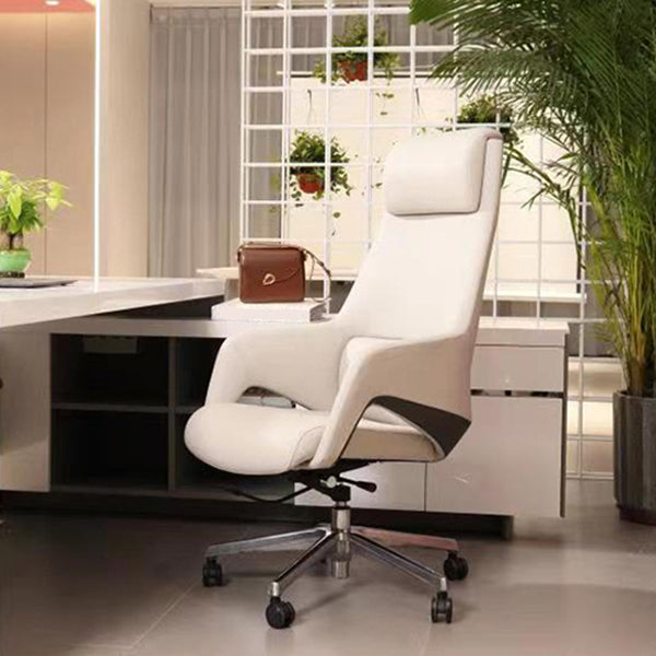 Swivel Upholstered Office Chair Faux Leather Lumbar Support Desk Chair