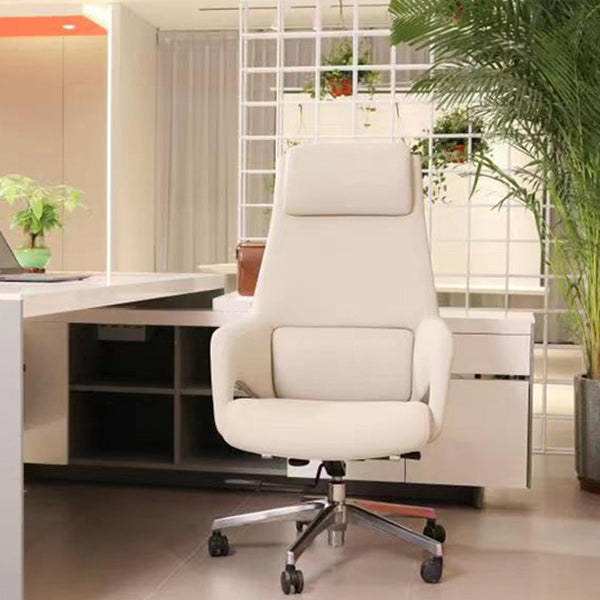 Swivel Upholstered Office Chair Faux Leather Lumbar Support Desk Chair