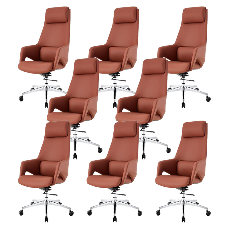 Swivel Upholstered Office Chair Faux Leather Lumbar Support Desk Chair