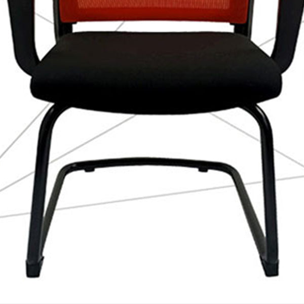 Contemporary No Wheels Desk Chair Microfiber Conference Mid-Back Arm Chair