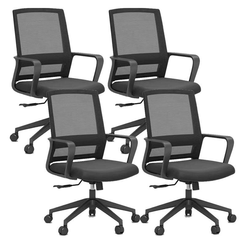 Contemporary Arm Chair Fixed Arms Mid-back Mesh Swivel Office Chair