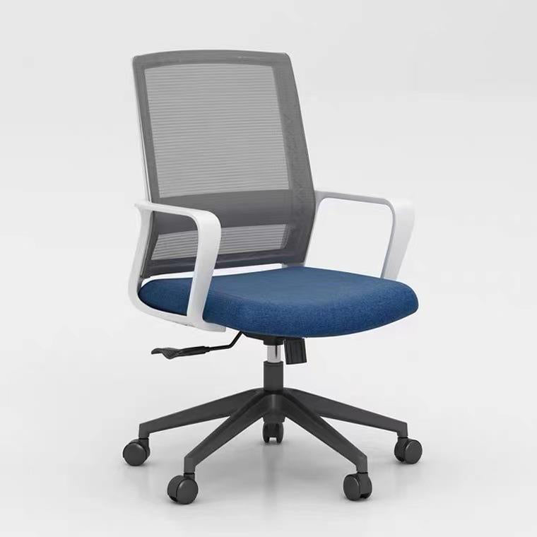 Contemporary Arm Chair Fixed Arms Mid-back Mesh Swivel Office Chair