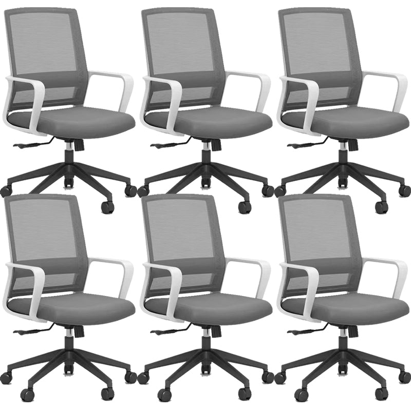 Contemporary Arm Chair Fixed Arms Mid-back Mesh Swivel Office Chair