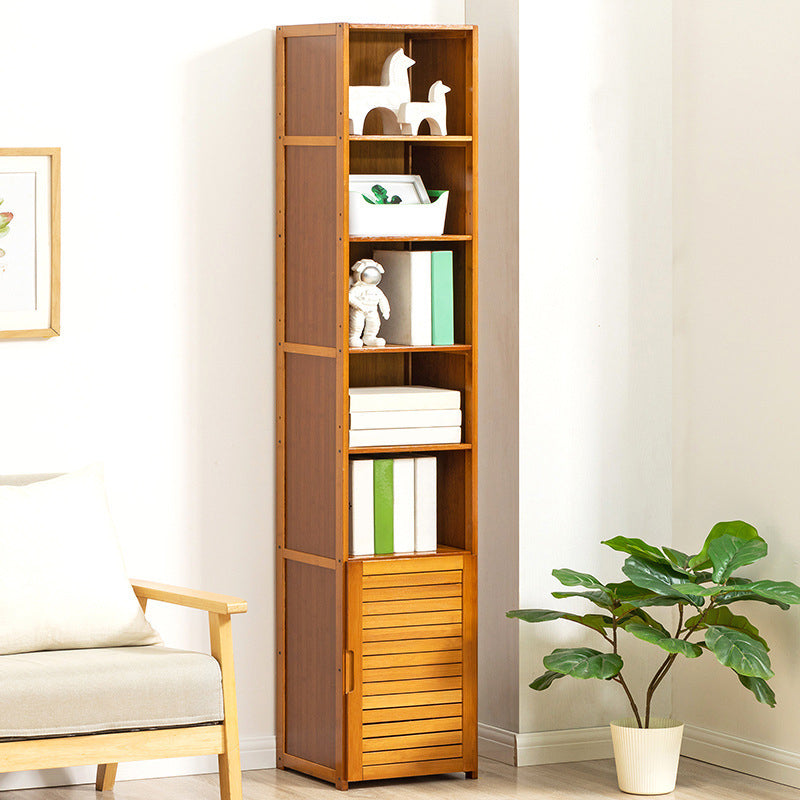 Contemporary Bamboo Book Shelf Closed Back Brown Shelf Bookcase for Home