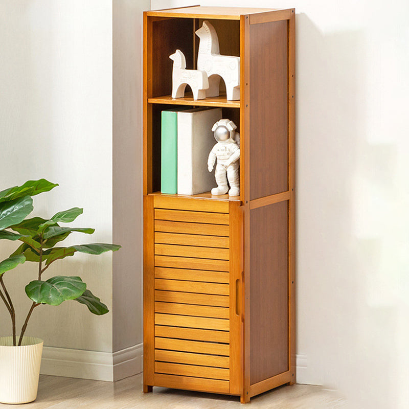 Contemporary Bamboo Book Shelf Closed Back Brown Shelf Bookcase for Home