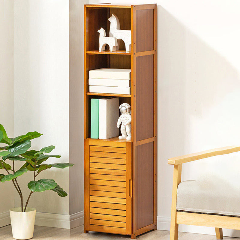 Contemporary Bamboo Book Shelf Closed Back Brown Shelf Bookcase for Home