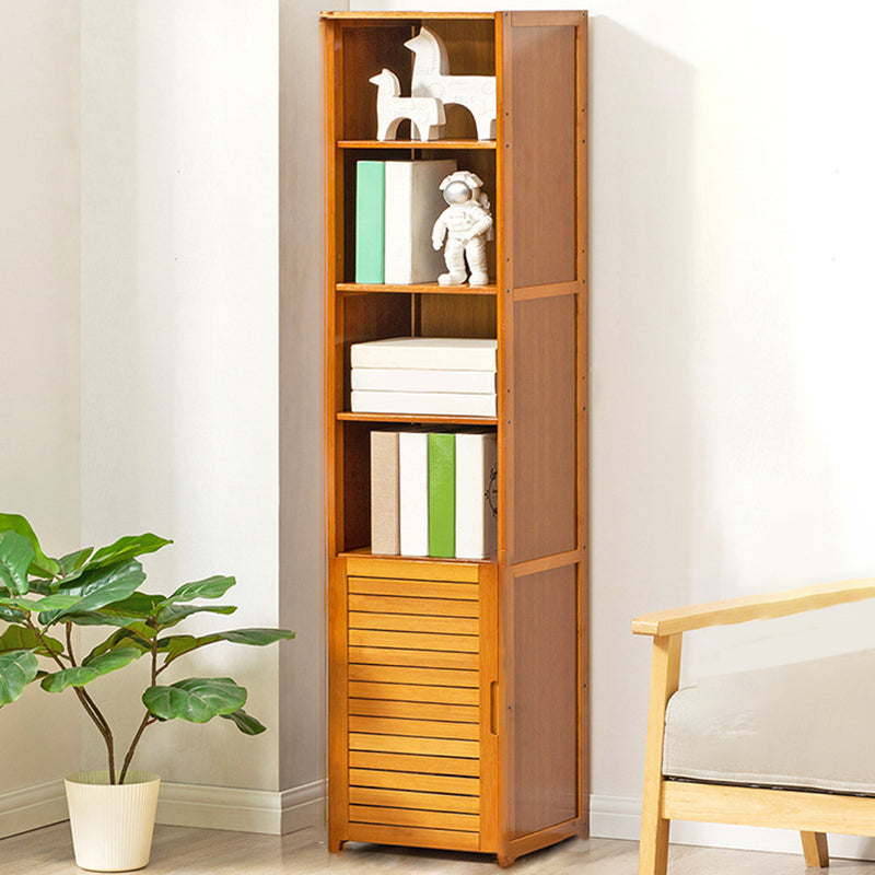 Contemporary Bamboo Book Shelf Closed Back Brown Shelf Bookcase for Home