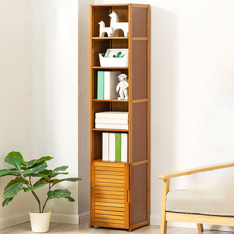 Contemporary Bamboo Book Shelf Closed Back Brown Shelf Bookcase for Home