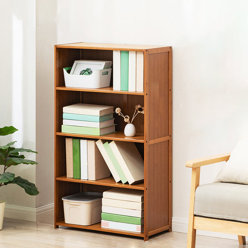 Contemporary Bamboo Book Shelf Closed Back Brown Shelf Bookcase for Home