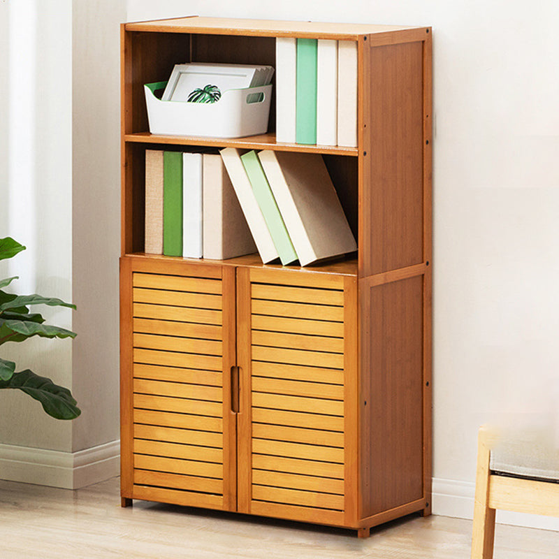 Contemporary Bamboo Book Shelf Closed Back Brown Shelf Bookcase for Home