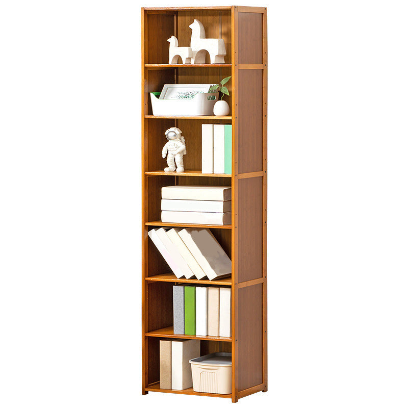 Contemporary Bamboo Book Shelf Closed Back Brown Shelf Bookcase for Home