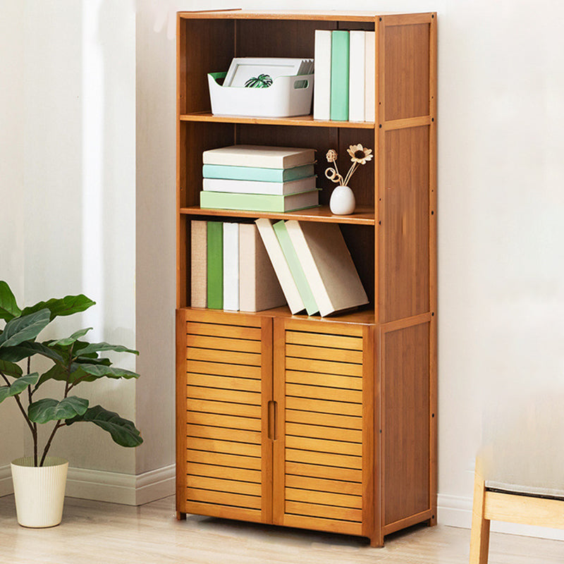 Contemporary Bamboo Book Shelf Closed Back Brown Shelf Bookcase for Home