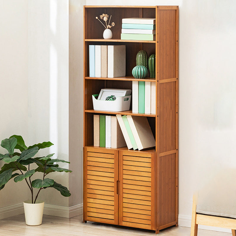 Contemporary Bamboo Book Shelf Closed Back Brown Shelf Bookcase for Home