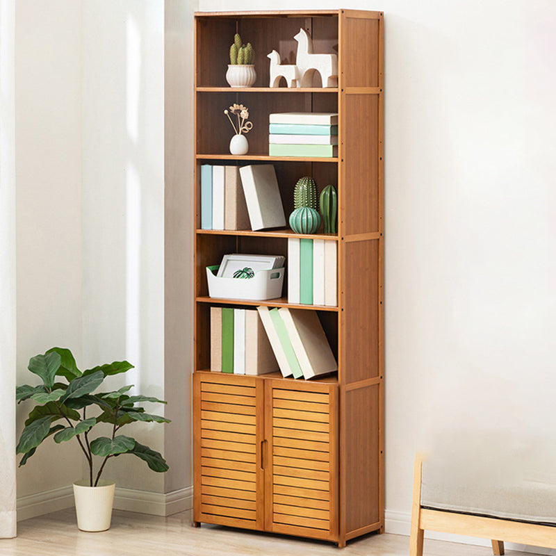 Contemporary Bamboo Book Shelf Closed Back Brown Shelf Bookcase for Home