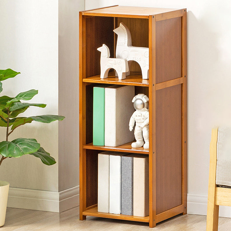 Contemporary Bamboo Book Shelf Closed Back Brown Shelf Bookcase for Home