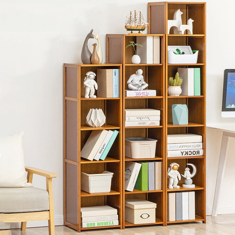 Contemporary Bamboo Book Shelf Closed Back Brown Shelf Bookcase for Home