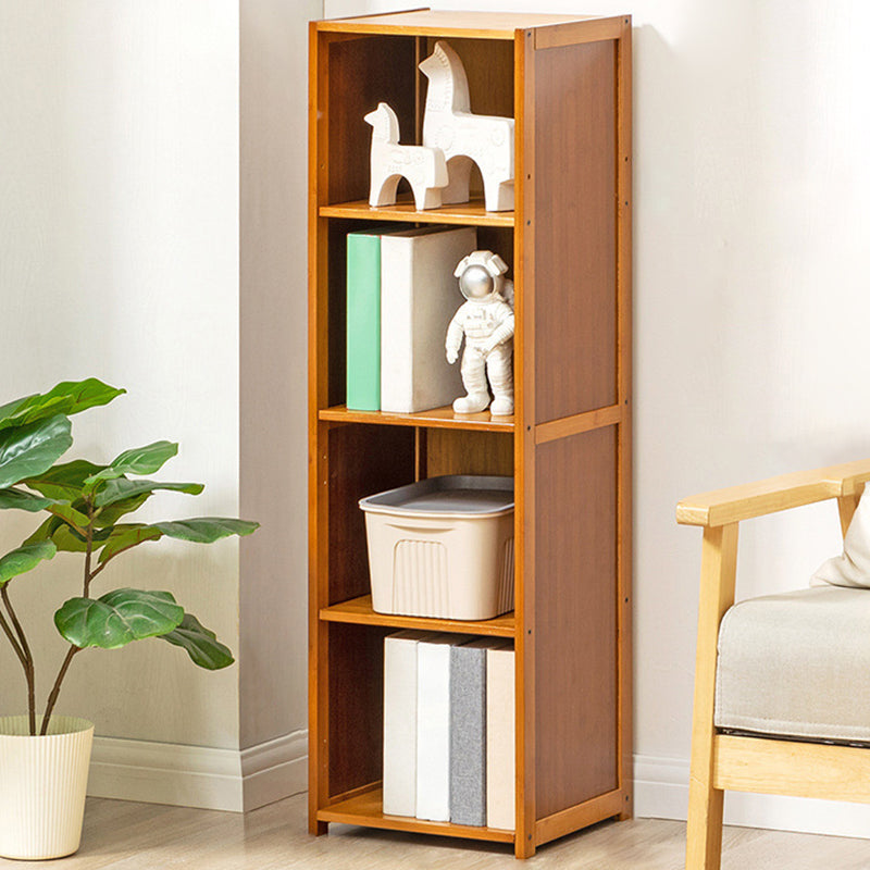 Contemporary Bamboo Book Shelf Closed Back Brown Shelf Bookcase for Home