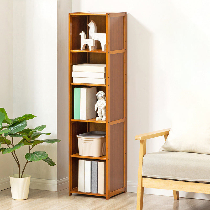 Contemporary Bamboo Book Shelf Closed Back Brown Shelf Bookcase for Home