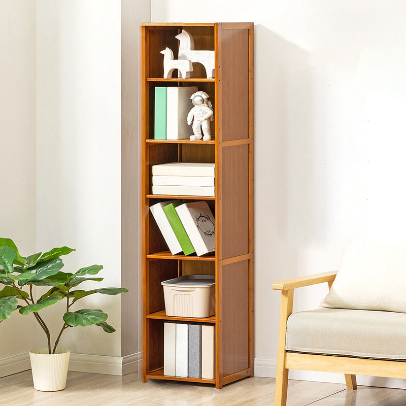 Contemporary Bamboo Book Shelf Closed Back Brown Shelf Bookcase for Home