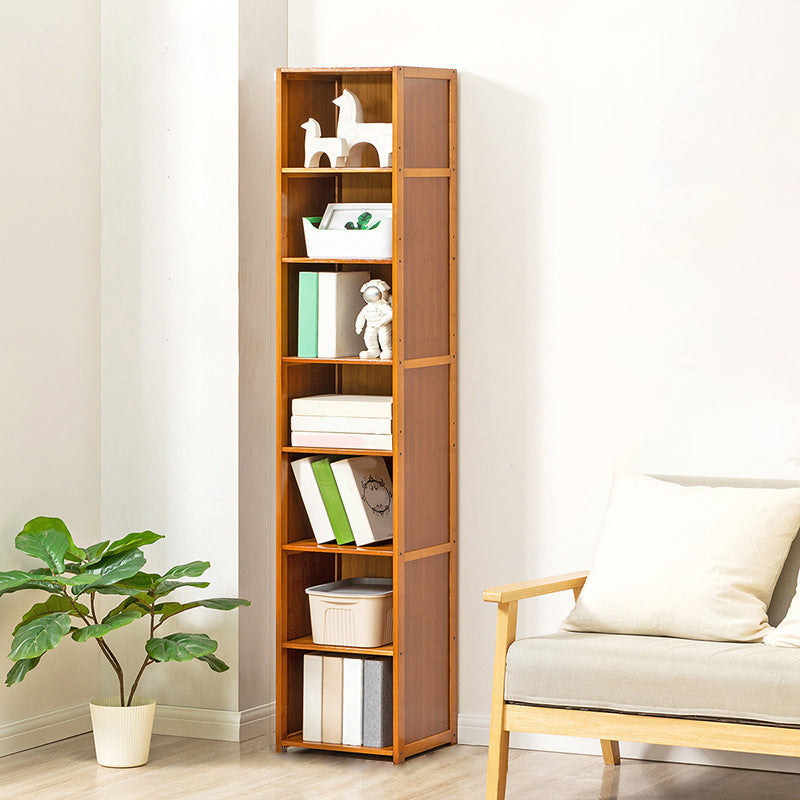 Contemporary Bamboo Book Shelf Closed Back Brown Shelf Bookcase for Home