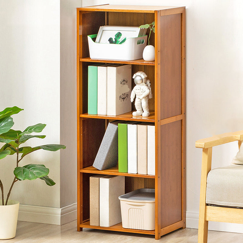 Contemporary Bamboo Book Shelf Closed Back Brown Shelf Bookcase for Home