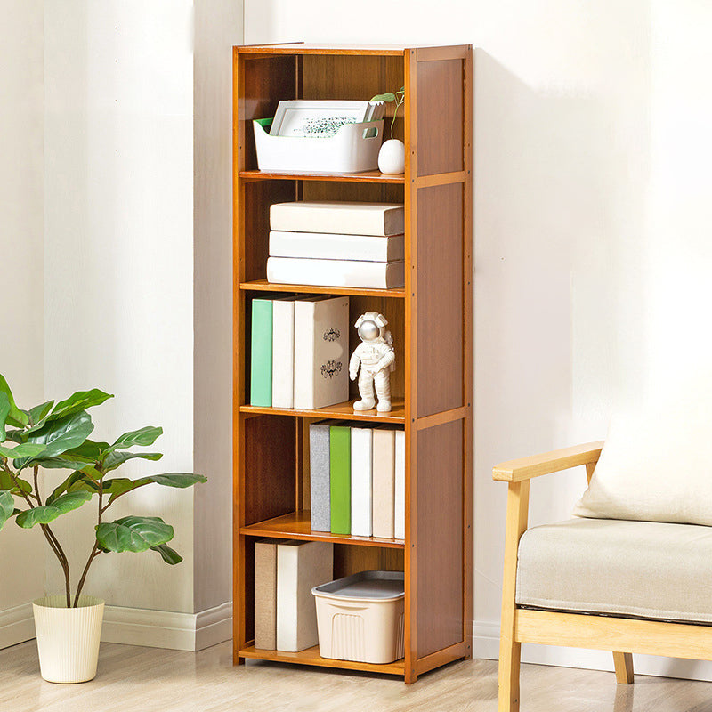 Contemporary Bamboo Book Shelf Closed Back Brown Shelf Bookcase for Home