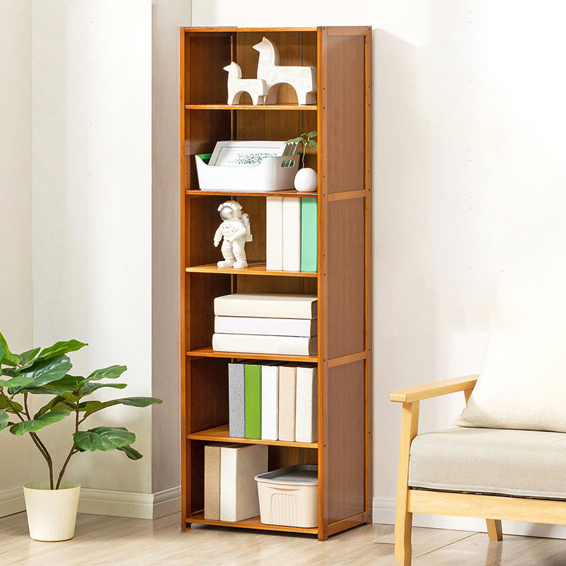 Contemporary Bamboo Book Shelf Closed Back Brown Shelf Bookcase for Home