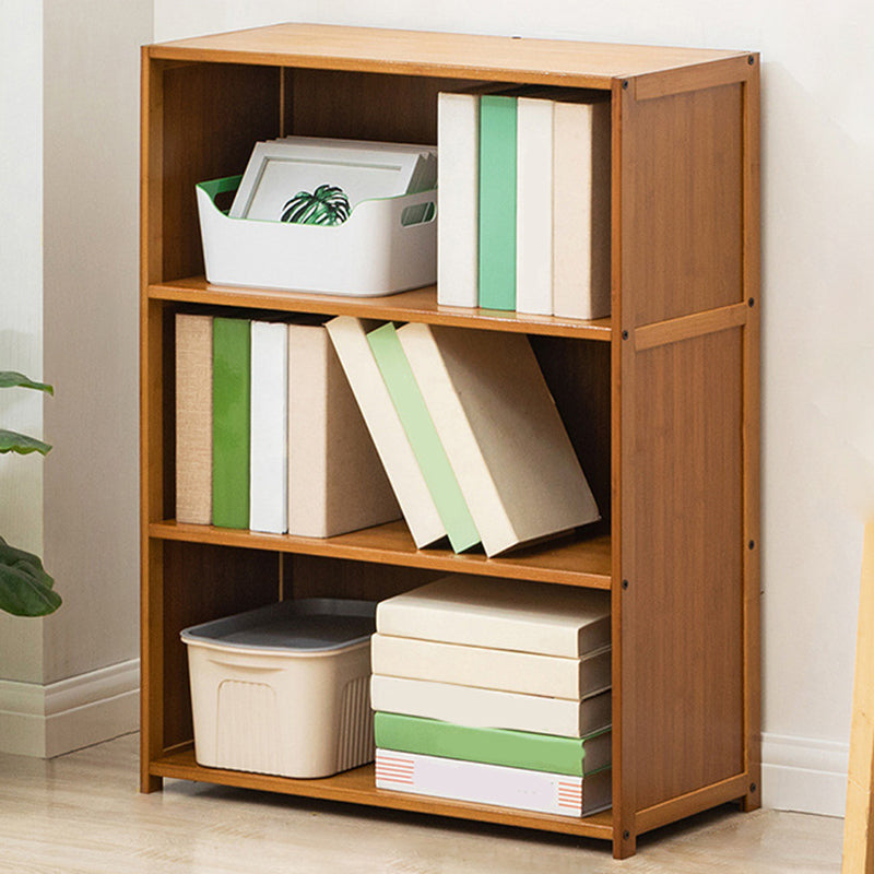 Contemporary Bamboo Book Shelf Closed Back Brown Shelf Bookcase for Home