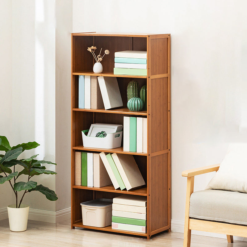 Contemporary Bamboo Book Shelf Closed Back Brown Shelf Bookcase for Home