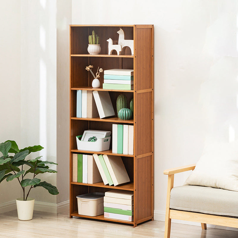 Contemporary Bamboo Book Shelf Closed Back Brown Shelf Bookcase for Home