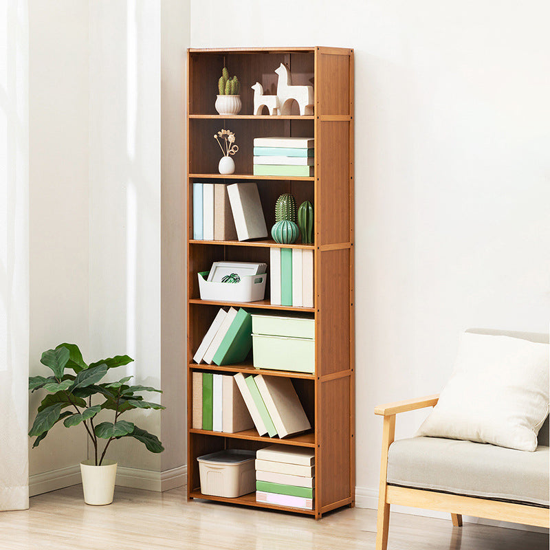 Contemporary Bamboo Book Shelf Closed Back Brown Shelf Bookcase for Home