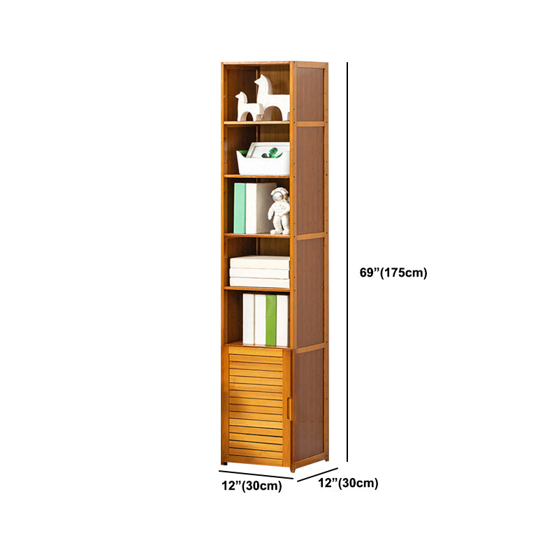 Contemporary Bamboo Book Shelf Closed Back Brown Shelf Bookcase for Home