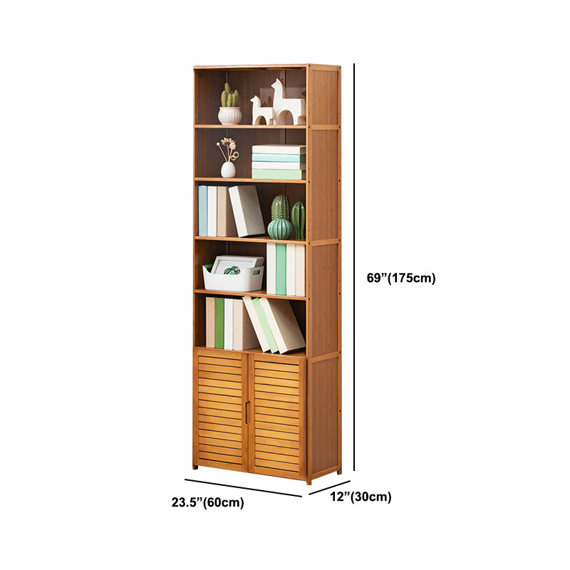 Contemporary Bamboo Book Shelf Closed Back Brown Shelf Bookcase for Home