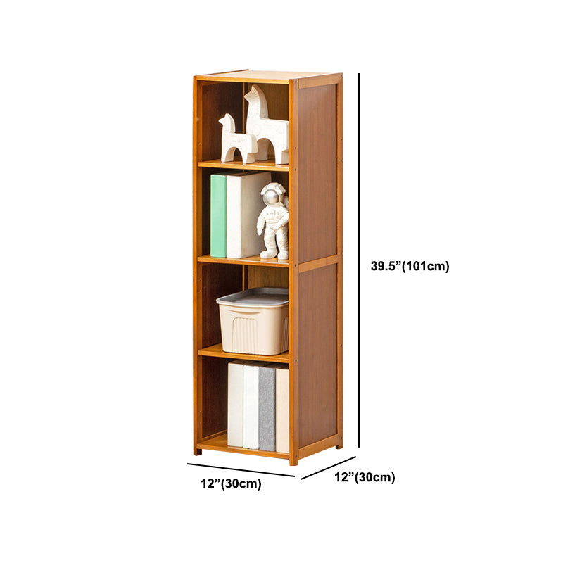 Contemporary Bamboo Book Shelf Closed Back Brown Shelf Bookcase for Home