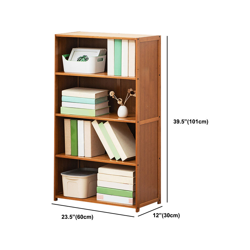 Contemporary Bamboo Book Shelf Closed Back Brown Shelf Bookcase for Home