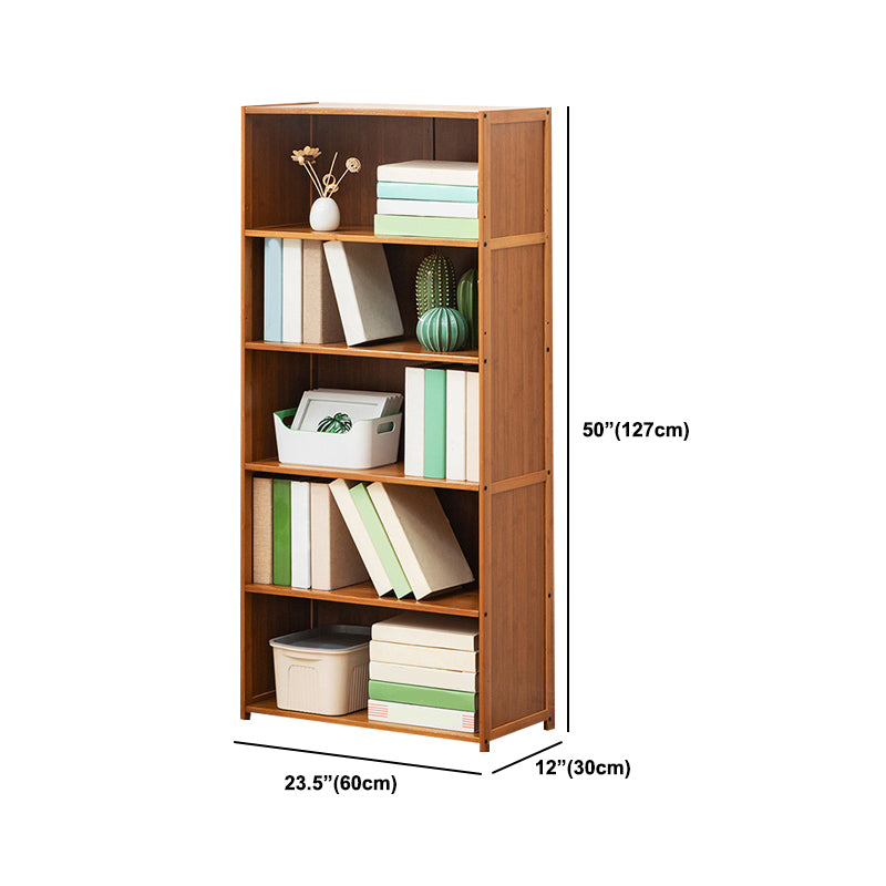 Contemporary Bamboo Book Shelf Closed Back Brown Shelf Bookcase for Home