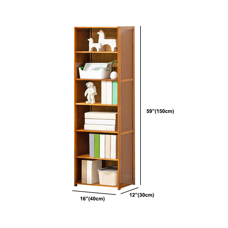 Contemporary Bamboo Book Shelf Closed Back Brown Shelf Bookcase for Home