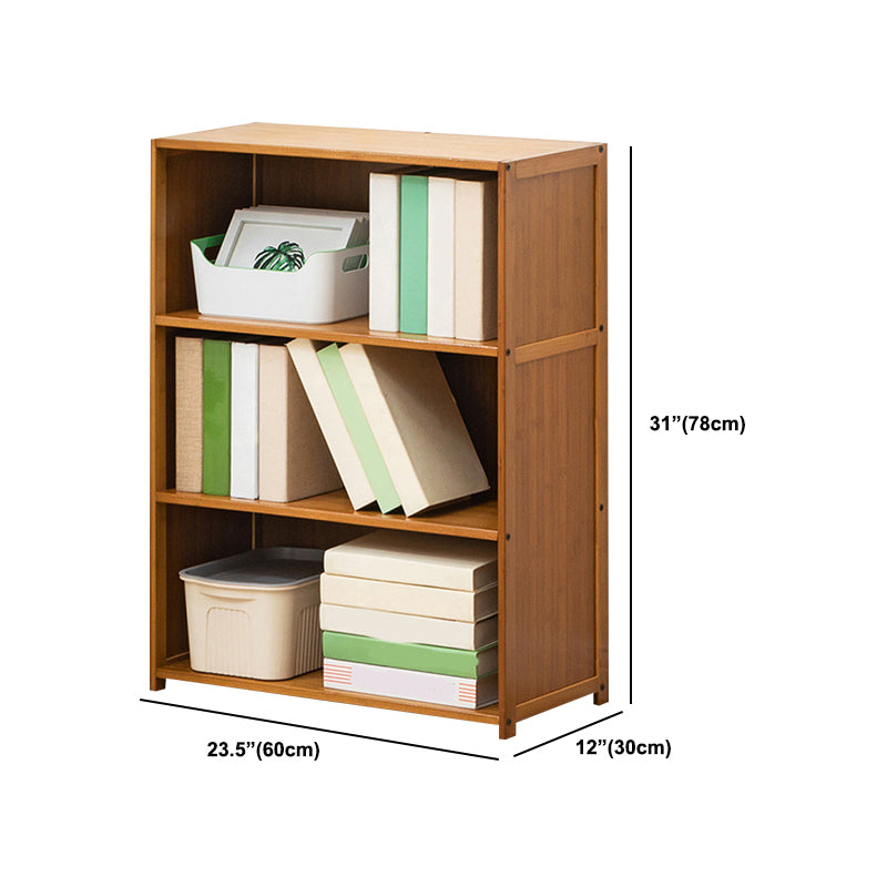 Contemporary Bamboo Book Shelf Closed Back Brown Shelf Bookcase for Home