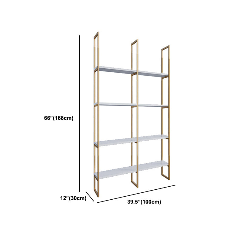 Engineered Wood and Metal Shelf Glam with Rectangular Shelves Book Shelf 12" Wide