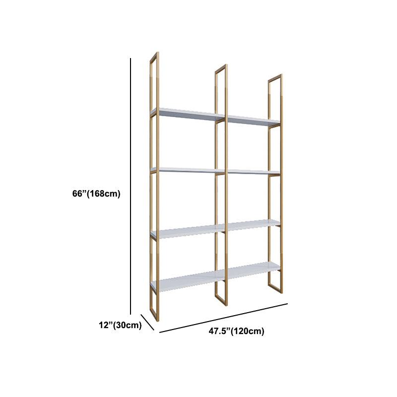 Engineered Wood and Metal Shelf Glam with Rectangular Shelves Book Shelf 12" Wide