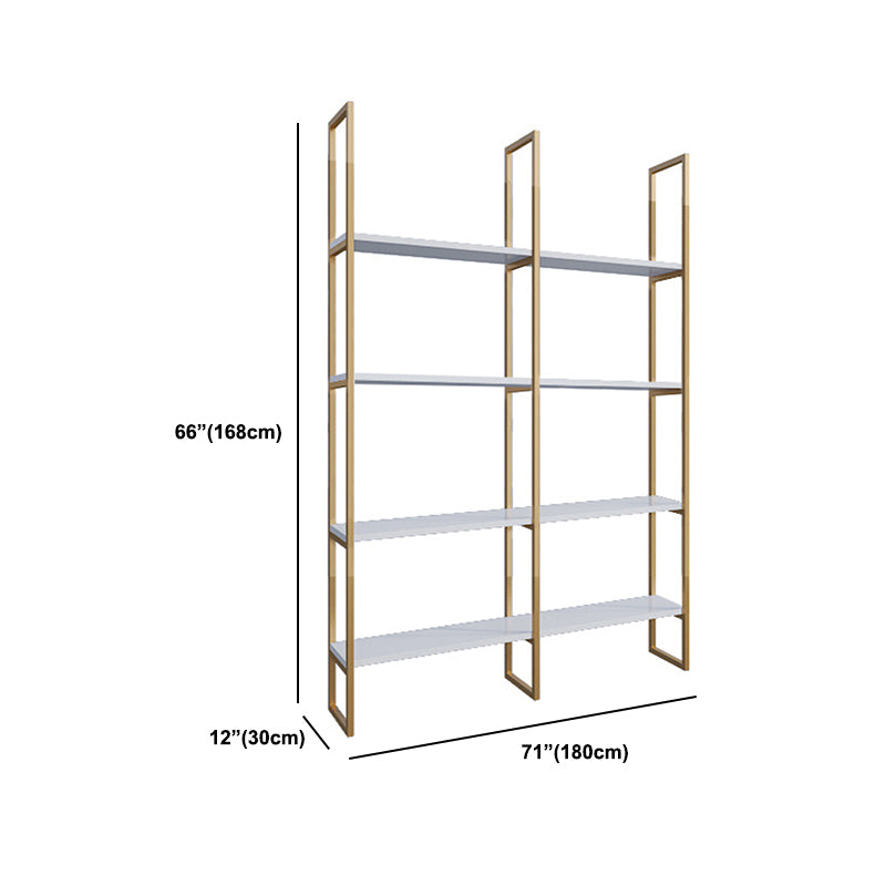 Engineered Wood and Metal Shelf Glam with Rectangular Shelves Book Shelf 12" Wide