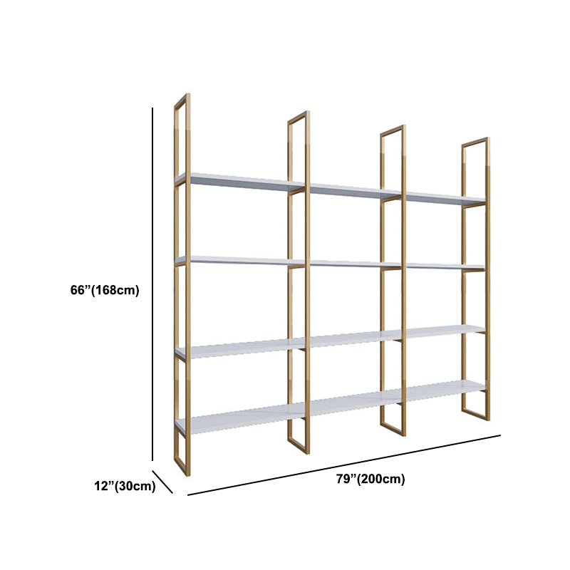 Engineered Wood and Metal Shelf Glam with Rectangular Shelves Book Shelf 12" Wide