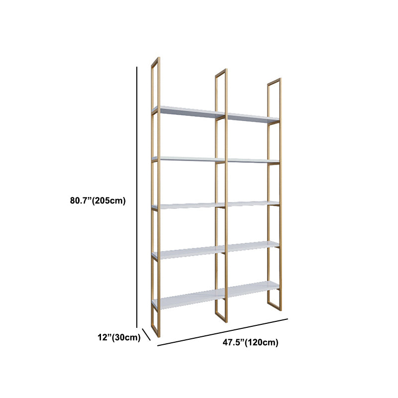 Engineered Wood and Metal Shelf Glam with Rectangular Shelves Book Shelf 12" Wide