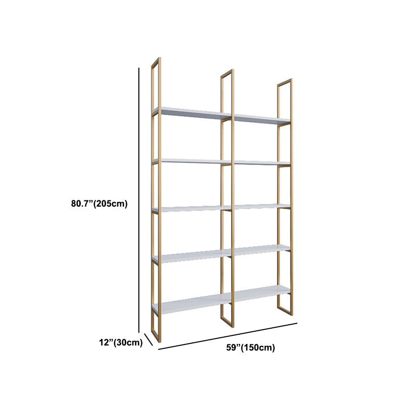 Engineered Wood and Metal Shelf Glam with Rectangular Shelves Book Shelf 12" Wide