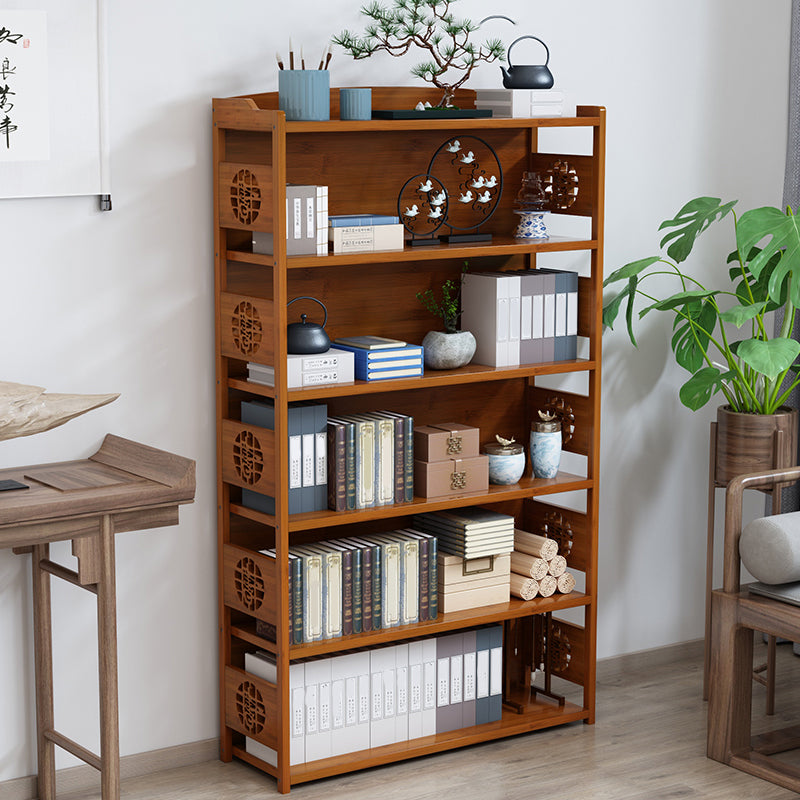 Contemporary Brown Book Shelf Office Open Shelf Bookcase with Drawers