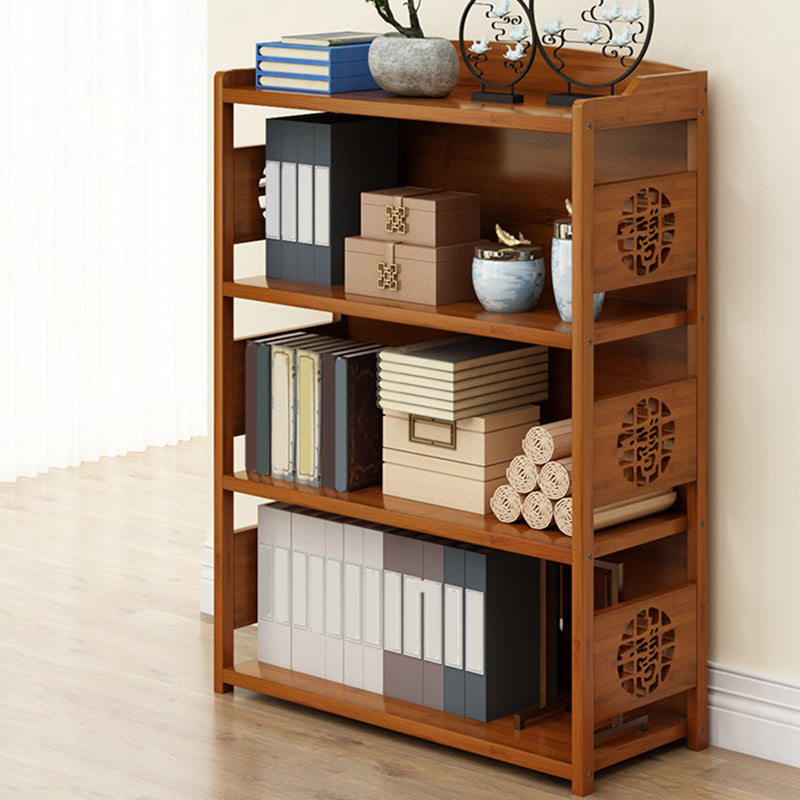 Contemporary Brown Book Shelf Office Open Shelf Bookcase with Drawers