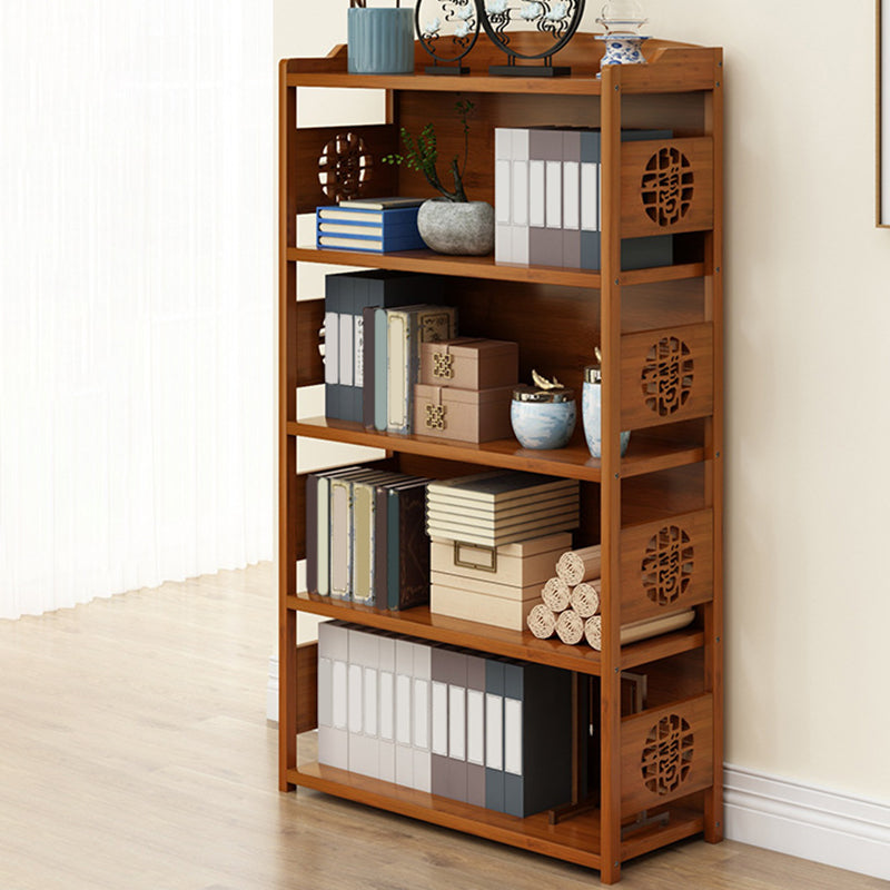 Contemporary Brown Book Shelf Office Open Shelf Bookcase with Drawers