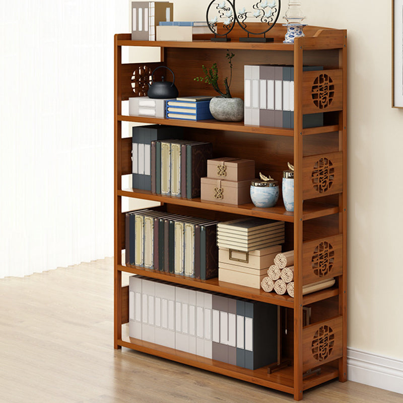 Contemporary Brown Book Shelf Office Open Shelf Bookcase with Drawers