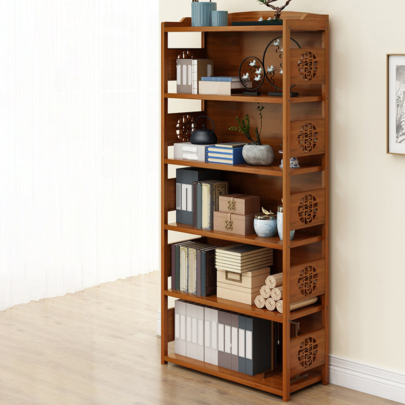 Contemporary Brown Book Shelf Office Open Shelf Bookcase with Drawers