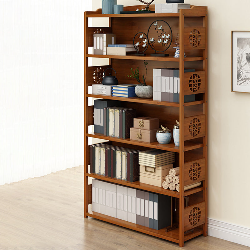 Contemporary Brown Book Shelf Office Open Shelf Bookcase with Drawers